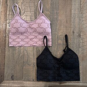 Juicy Couture Set of 2 Sports Bras Purple and Black Athletic Wear Adjustable S